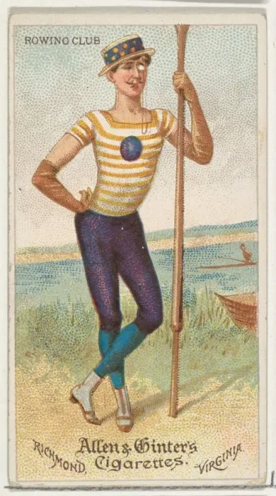 Framed Print : Rowing Club, from Worlds Dudes series (N31) for Allen & Ginter Cigarettes, 1888 Framed Print : Rowing Club, from Worlds Dudes series (N31) for Allen & Ginter Cigarettes, 1888
