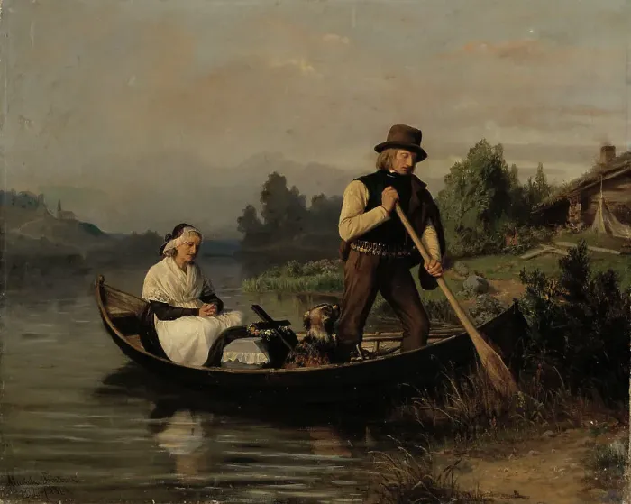 Framed Print : Rowing to the Graveyard, 1861. Creator: Alexandra Frosterus-Saltin Framed Print : Rowing to the Graveyard, 1861. Creator: Alexandra Frosterus-Saltin