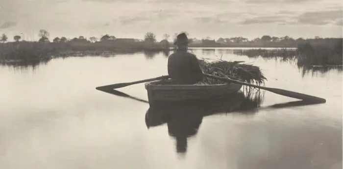 Framed Print : Rowing Home the Schoof-Stuff, 1886. Creator: Dr Peter Henry Emerson Framed Print : Rowing Home the Schoof-Stuff, 1886. Creator: Dr Peter Henry Emerson