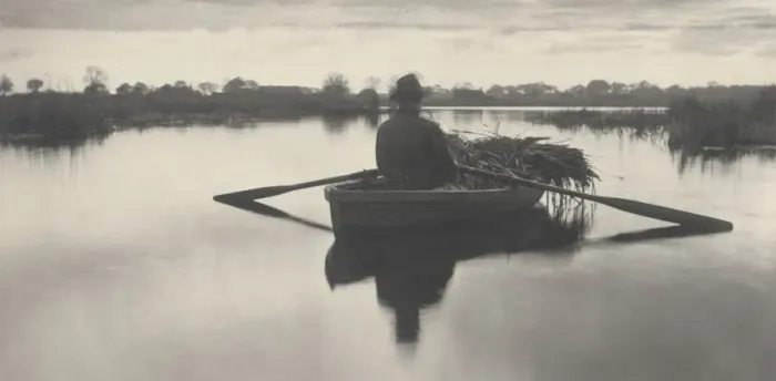 Framed Print : Rowing Home the Schoof-Stuff, 1886. Creators: Dr Peter Henry Emerson Framed Print : Rowing Home the Schoof-Stuff, 1886. Creators: Dr Peter Henry Emerson
