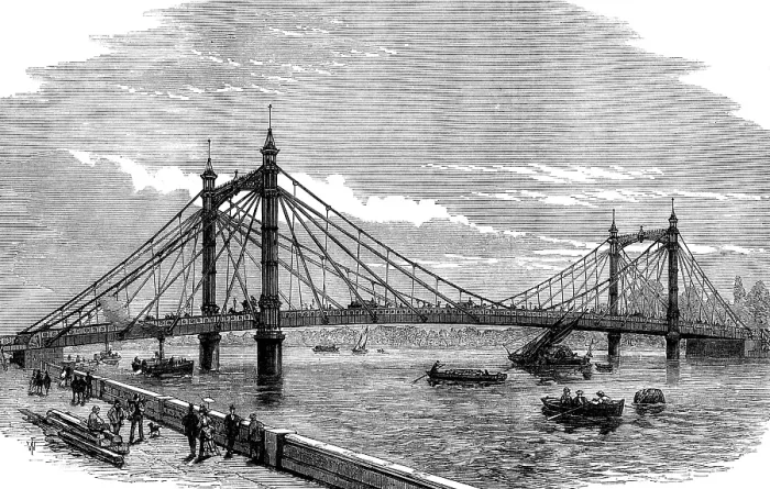 Framed Print : The Royal Albert Bridge, Chelsea, 1873. Creator: Unknown Framed Print : The Royal Albert Bridge, Chelsea, 1873. Creator: Unknown