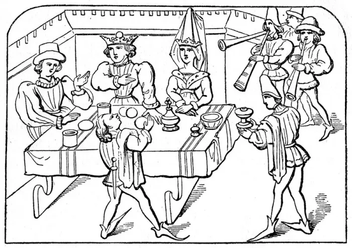 Framed Print : Royal banquet, 15th century, (1910) Framed Print : Royal banquet, 15th century, (1910)