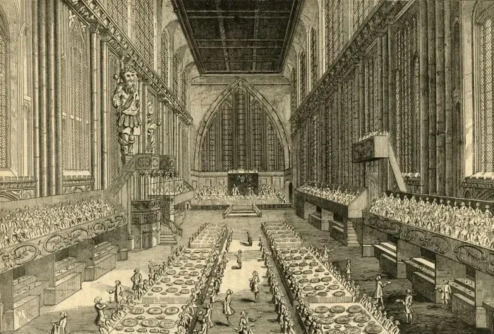 Framed Print : The Royal Banquet in Guildhall, 1761, (1897). Creator: Unknown Framed Print : The Royal Banquet in Guildhall, 1761, (1897). Creator: Unknown