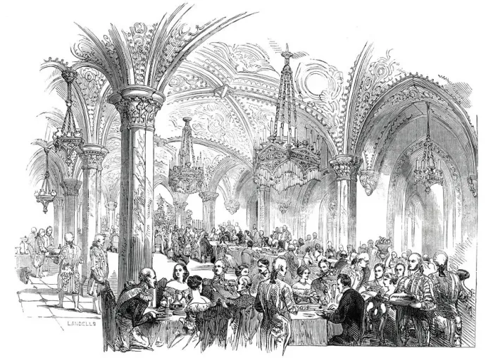 Framed Print : The Royal Banquet, at Rosenau, 1845. Creator: Ebenezer Landells Framed Print : The Royal Banquet, at Rosenau, 1845. Creator: Ebenezer Landells