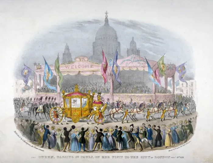 Framed Print : Royal coach passing St Pauls Cathedral, City of London, 1837 Framed Print : Royal coach passing St Pauls Cathedral, City of London, 1837