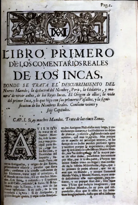 Framed Print : Royal Commentaries of Garcilaso de la Vega, first page of Book First Framed Print : Royal Commentaries of Garcilaso de la Vega, first page of Book First