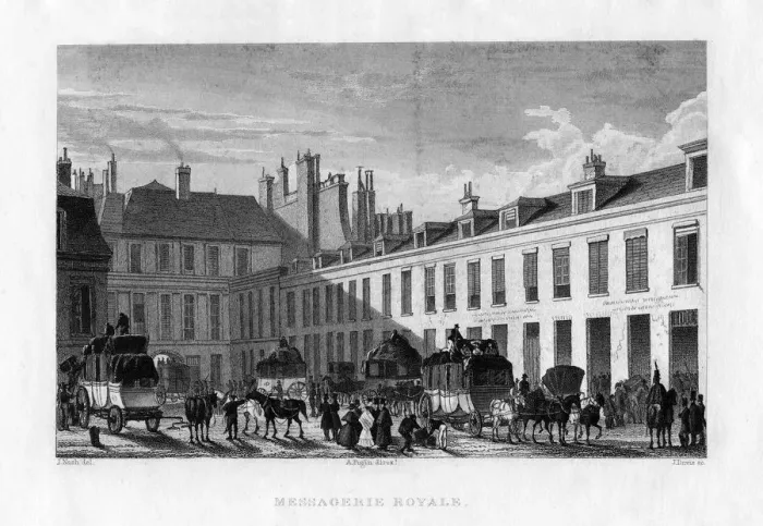 Framed Print : Royal courier service, Paris, France, 1829. Artist: J Davis