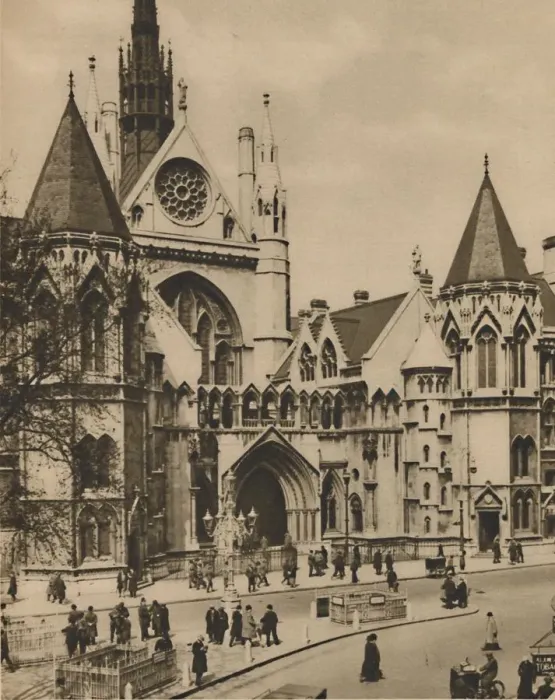 Framed Print : Royal Courts of Justice from a Window on the Corner of Essex Street, c1935. Creator Framed Print : Royal Courts of Justice from a Window on the Corner of Essex Street, c1935. Creator