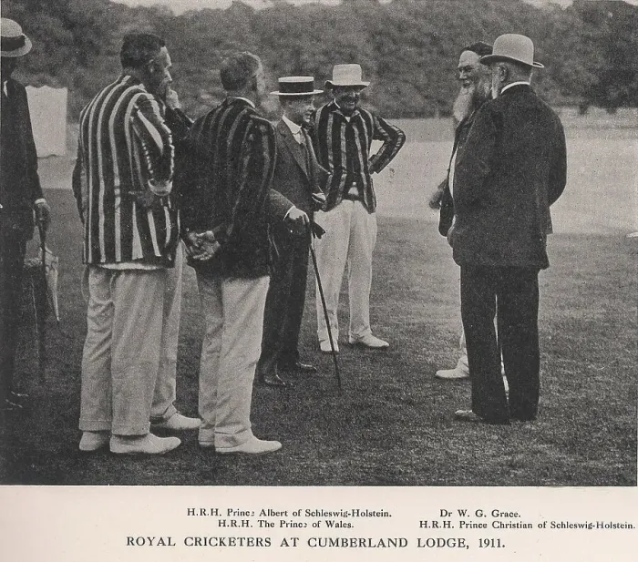 Framed Print : Royal cricketers at Cumberland Lodge, Windsor Great Park, Berkshire, 1911 (1912). Artist: Ernest Brook Framed Print : Royal cricketers at Cumberland Lodge, Windsor Great Park, Berkshire, 1911 (1912). Artist: Ernest Brook