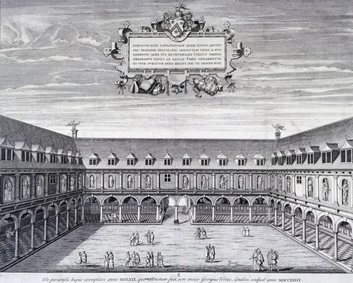 Framed Print : Royal Exchange (1st) interior, London, c1660. Artist: Wenceslaus Hollar Framed Print : Royal Exchange (1st) interior, London, c1660. Artist: Wenceslaus Hollar