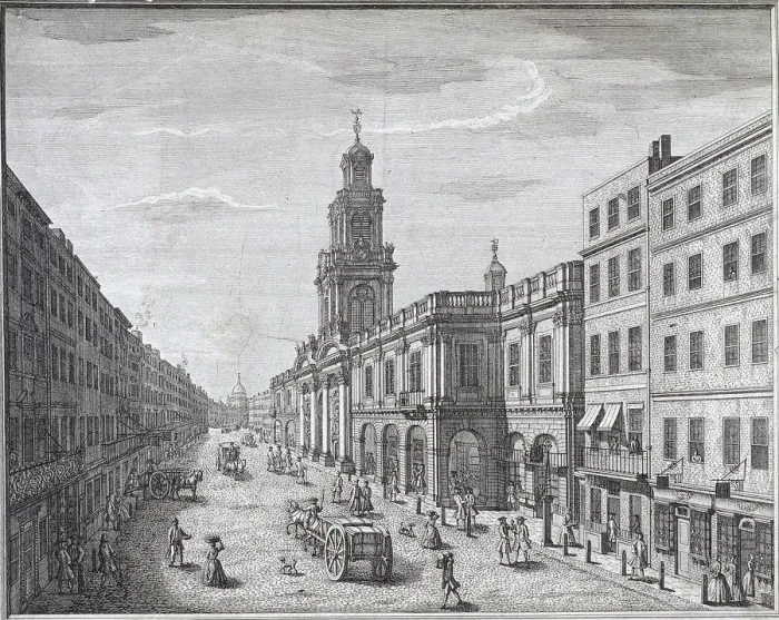 Framed Print : Royal Exchange (2nd) exterior, London, 1741. Artist: John Maurer Framed Print : Royal Exchange (2nd) exterior, London, 1741. Artist: John Maurer