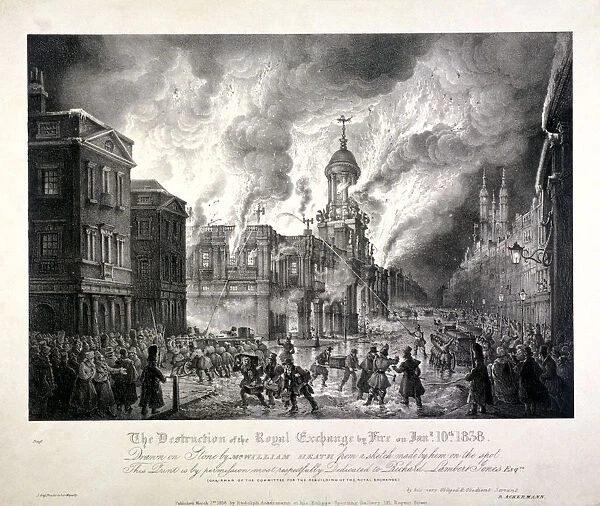 Royal Exchange (2nd) fire, 1838. Artist: J Graf