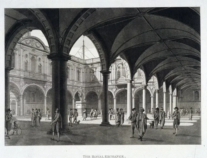 Framed Print : Royal Exchange (2nd) interior, London, 1798 Framed Print : Royal Exchange (2nd) interior, London, 1798