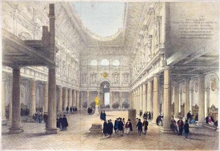 Framed Print : Royal Exchange (3rd) interior, London, 1840. Artist: George Belton Moore Framed Print : Royal Exchange (3rd) interior, London, 1840. Artist: George Belton Moore