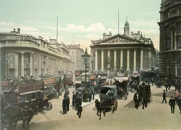 The Royal Exchange and Bank of England, c1900s. Creator: Eyre & Spottiswoode