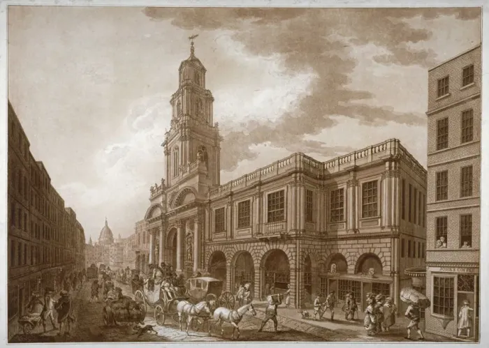 Framed Print : The Royal Exchange, City of London, 1788. Artist: Francesco Bartolozzi Framed Print : The Royal Exchange, City of London, 1788. Artist: Francesco Bartolozzi