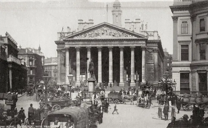 Framed Print : The Royal Exchange, London, late 19th or early 20th century Framed Print : The Royal Exchange, London, late 19th or early 20th century