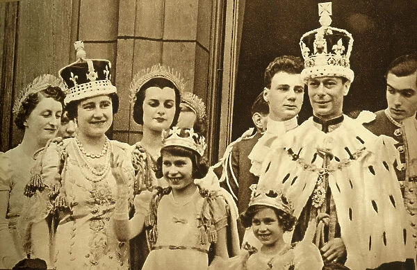 The Royal Family on the Balcony at Buckingham Palace, 1937. Creator: Photochrom Co Ltd of London