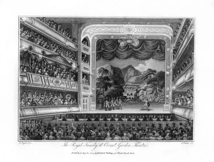 Framed Print : The Royal Family at Covent Garden Theatre, London, 1804. Artist: James Fittler Framed Print : The Royal Family at Covent Garden Theatre, London, 1804. Artist: James Fittler