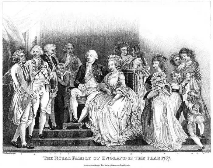 Framed Print : The Royal Family of England in the year 1787, (1820). Artist: Roberts Framed Print : The Royal Family of England in the year 1787, (1820). Artist: Roberts