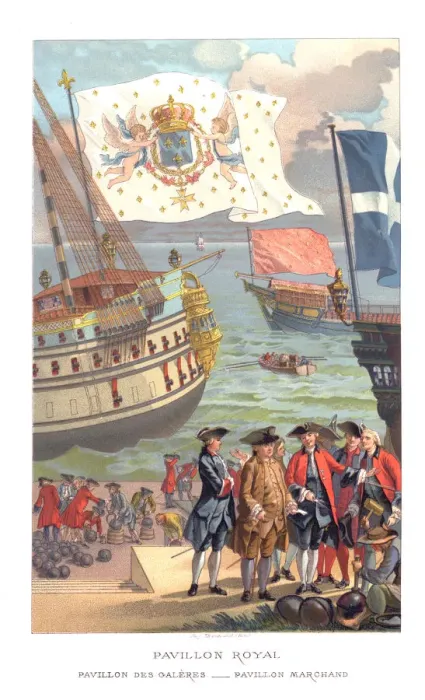 Framed Print : Royal flag, galleon flag and traders flag, (1885). Artist: Urrabieta Framed Print : Royal flag, galleon flag and traders flag, (1885). Artist: Urrabieta