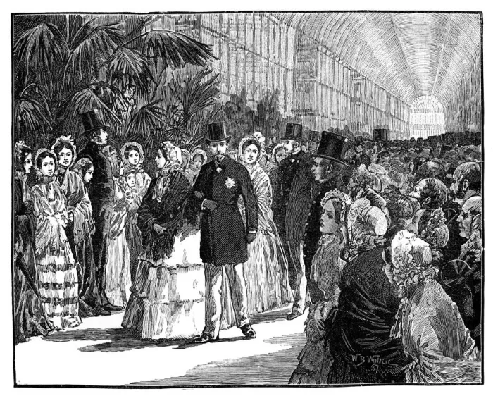 Framed Print : Royal and Imperial visit to the Crystal Palace, 1850s, (c1888). Artist: William Barnes Wollen Framed Print : Royal and Imperial visit to the Crystal Palace, 1850s, (c1888). Artist: William Barnes Wollen