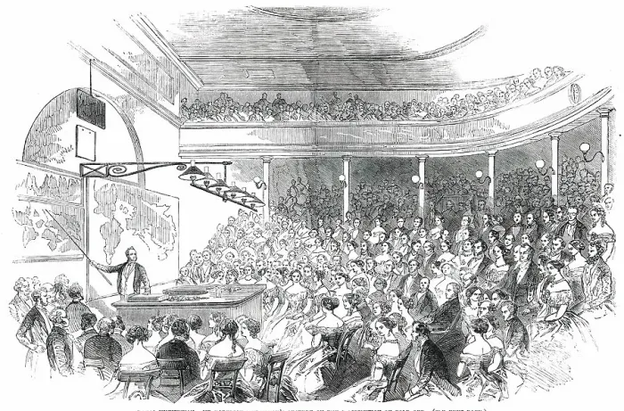Framed Print : Royal Institution - Sir Roderick Murchison's Lecture on the Distribution of Gold Ore, 1850. Creator: Unknown Framed Print : Royal Institution - Sir Roderick Murchison's Lecture on the Distribution of Gold Ore, 1850. Creator: Unknown