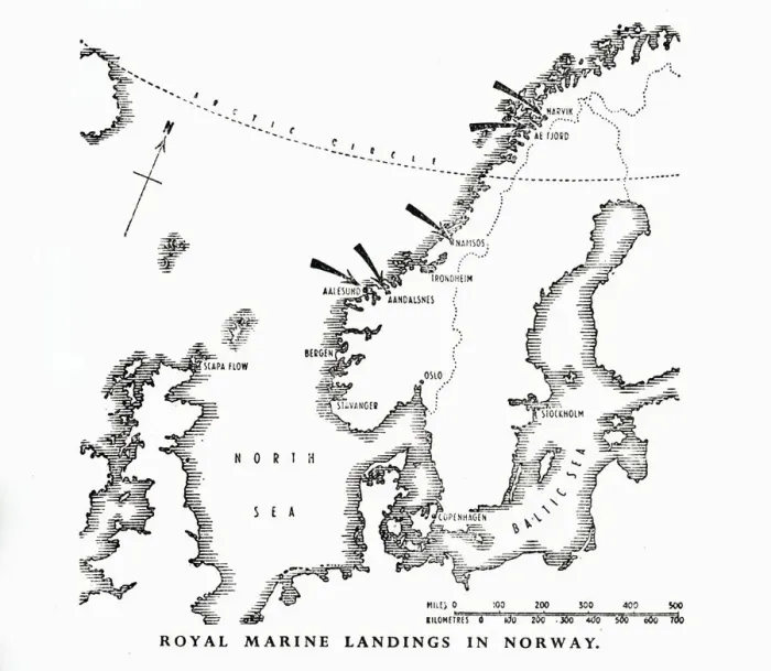 Framed Print : Royal Marine landings in Norway, World War II, 1940 (1944). Creator: Unknown Framed Print : Royal Marine landings in Norway, World War II, 1940 (1944). Creator: Unknown