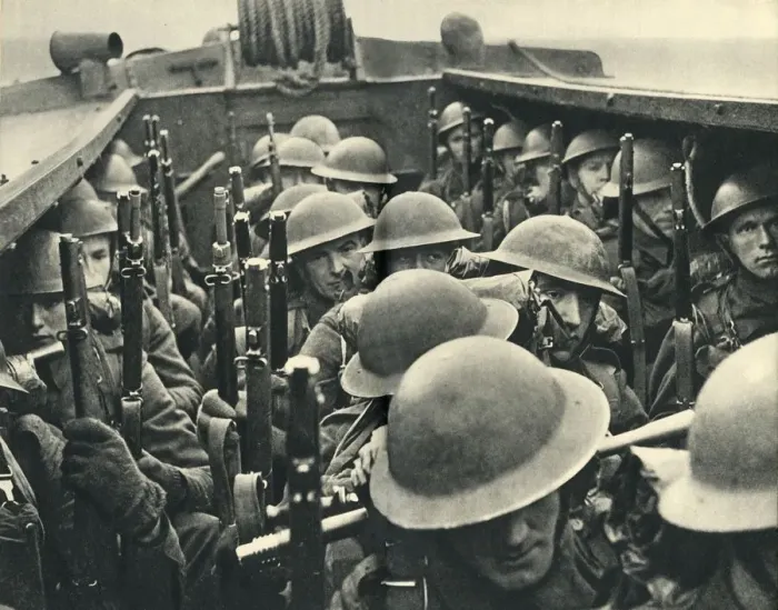 Framed Print : Royal Marines on board a landing craft, World War II, c1939-c1943 (1944). Creator: Unknown Framed Print : Royal Marines on board a landing craft, World War II, c1939-c1943 (1944). Creator: Unknown