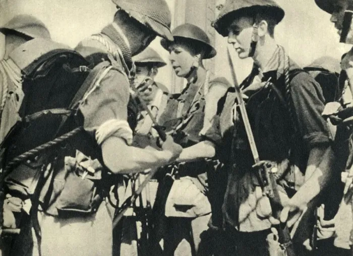 Framed Print : Royal Marines before the invasion of Sicily, World War II, 1943 (1944). Creator: Unknown Framed Print : Royal Marines before the invasion of Sicily, World War II, 1943 (1944). Creator: Unknown