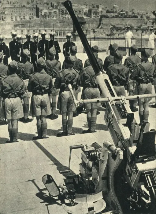 Framed Print : Royal Marines at the parade celebrating the successful defence of Malta, World War II, 1943 (1944) Framed Print : Royal Marines at the parade celebrating the successful defence of Malta, World War II, 1943 (1944)