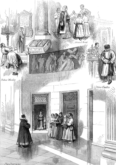 Framed Print : The Royal Marriage in Russia: sketches in St. Isaac's Church, St. Petersburg... 1874. Creator: Unknown. The Royal Marriage in Russia: sketches in St. Isaac's Church, St. Petersburg... 1874. Creator: Unknown Framed Print : The Royal Marriage in Russia: sketches in St. Isaac's Church, St. Petersburg... 1874. Creator: Unknown. The Royal Marriage in Russia: sketches in St. Isaac's Church, St. Petersburg... 1874. Creator: Unknown