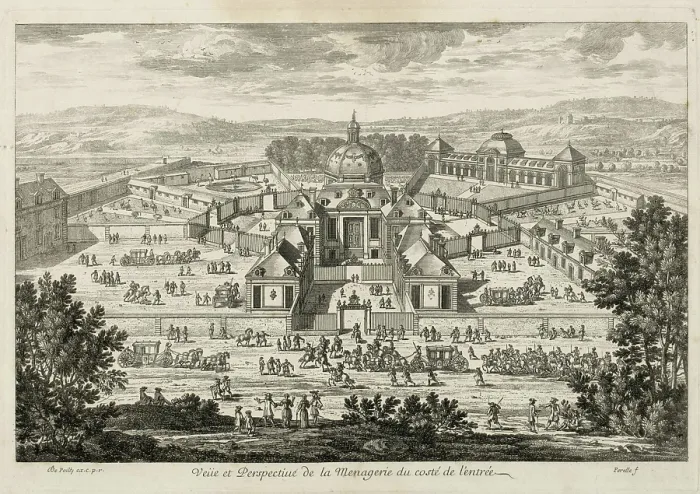 Framed Print : Royal Menagerie of Versailles. Creator: Perelle, Gabriel (1604-1677) Framed Print : Royal Menagerie of Versailles. Creator: Perelle, Gabriel (1604-1677)