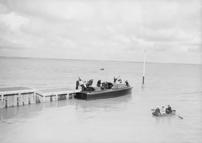 Framed Print : Royal Motor Barge, possibly Isle of Wight, c1939. Creator: Kirk & Sons of Cowes Framed Print : Royal Motor Barge, possibly Isle of Wight, c1939. Creator: Kirk & Sons of Cowes