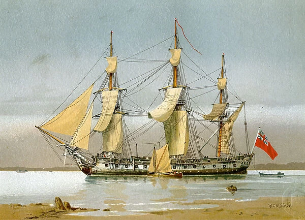 A Royal Navy 42 gun frigate, c1780 (c1890-c1893). Artist: William Frederick Mitchell