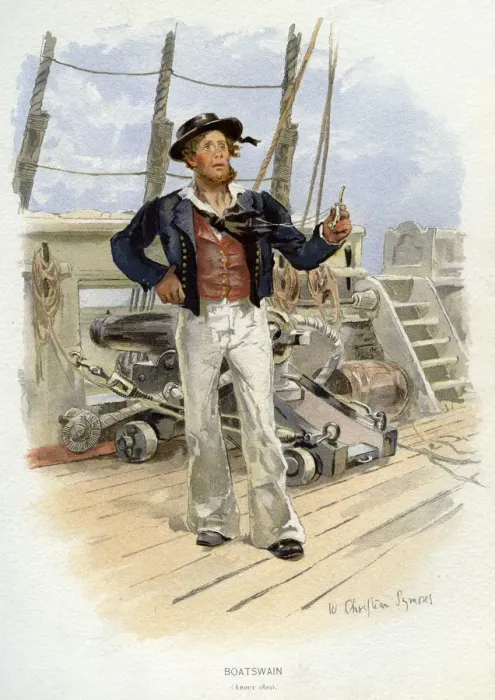 Framed Print : Royal Navy boatswain, c1829 (c1890-c1893). Artist: William Christian Symons Framed Print : Royal Navy boatswain, c1829 (c1890-c1893). Artist: William Christian Symons