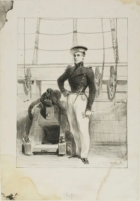 Framed Print : Royal Navy, Line Crew, Ship's Ensign, 1830–33. Creator: Auguste Raffet Framed Print : Royal Navy, Line Crew, Ship's Ensign, 1830–33. Creator: Auguste Raffet