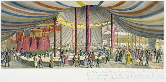Framed Print : Royal opening of London Bridge, 1831. Artist: JH Fairholt Framed Print : Royal opening of London Bridge, 1831. Artist: JH Fairholt