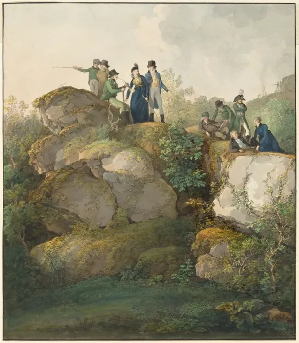 Framed Print : A Royal Party Admiring the Sunset atop the Hesselberg Mountain, 1801 Framed Print : A Royal Party Admiring the Sunset atop the Hesselberg Mountain, 1801