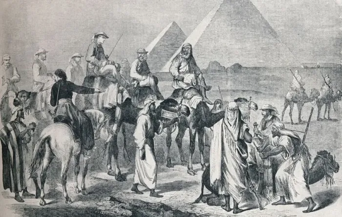 Framed Print : The royal party leaving the encampment at Giza, Egypt, c1861 (1910) Framed Print : The royal party leaving the encampment at Giza, Egypt, c1861 (1910)