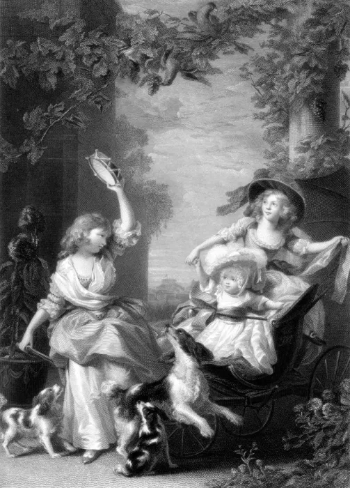 Framed Print : The Royal Princesses, children of King George III, 19th century. Artist: Robert Graves Framed Print : The Royal Princesses, children of King George III, 19th century. Artist: Robert Graves