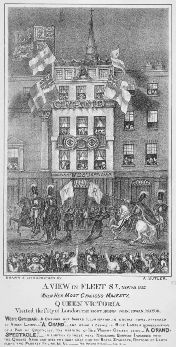 Framed Print : Royal procession on Fleet Street, City of London, 1837. Artist: Augustus Butler Framed Print : Royal procession on Fleet Street, City of London, 1837. Artist: Augustus Butler