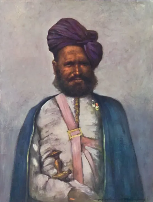 Framed Print : A Royal Retainer of Rajgarh, 1903. Artist: Mortimer L Menpes Framed Print : A Royal Retainer of Rajgarh, 1903. Artist: Mortimer L Menpes