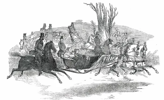 Framed Print : The Royal Sleigh, 1850. Creator: Unknown Framed Print : The Royal Sleigh, 1850. Creator: Unknown