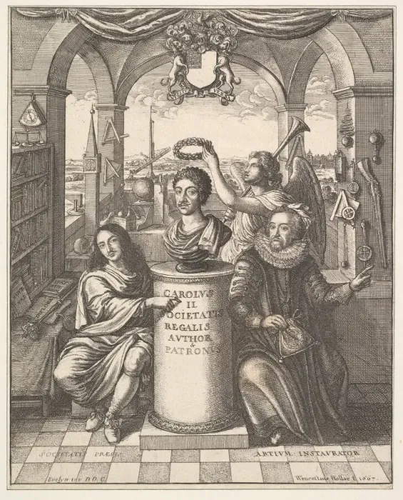 Framed Print : The Royal Society, frontispiece to Thomas Sprat, The History of the Royal Society Framed Print : The Royal Society, frontispiece to Thomas Sprat, The History of the Royal Society