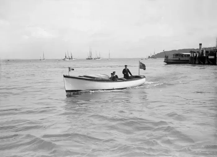 Framed Print : The Royal Thames Yacht Clubs motor launch Salee Rover, 1912 Framed Print : The Royal Thames Yacht Clubs motor launch Salee Rover, 1912