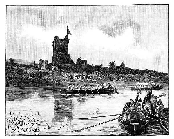 The Royal tour in Ireland, visit to Ross Castle, Killarney, 1887. Artist: William Barnes Wollen