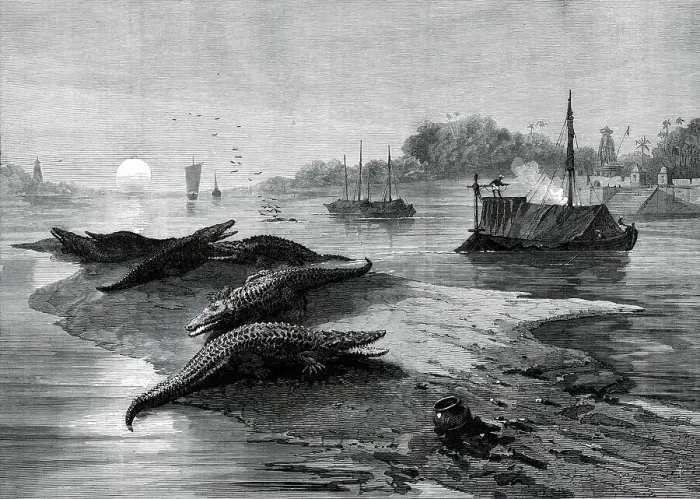 Framed Print : The Royal Visit to India: the Ganges, from a sketch by one of our special artists, 1876. Creator: Unknown Framed Print : The Royal Visit to India: the Ganges, from a sketch by one of our special artists, 1876. Creator: Unknown