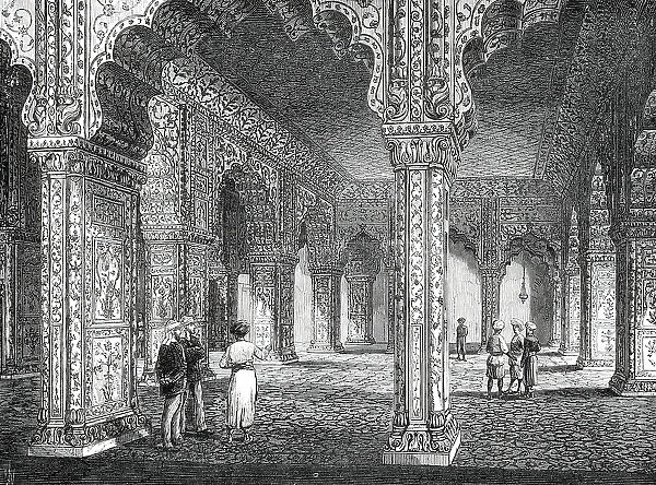 The Royal Visit to India: Interior of the Dewan-I-Khas, in the Palace at Delhi, 1876. Creator: Unknown