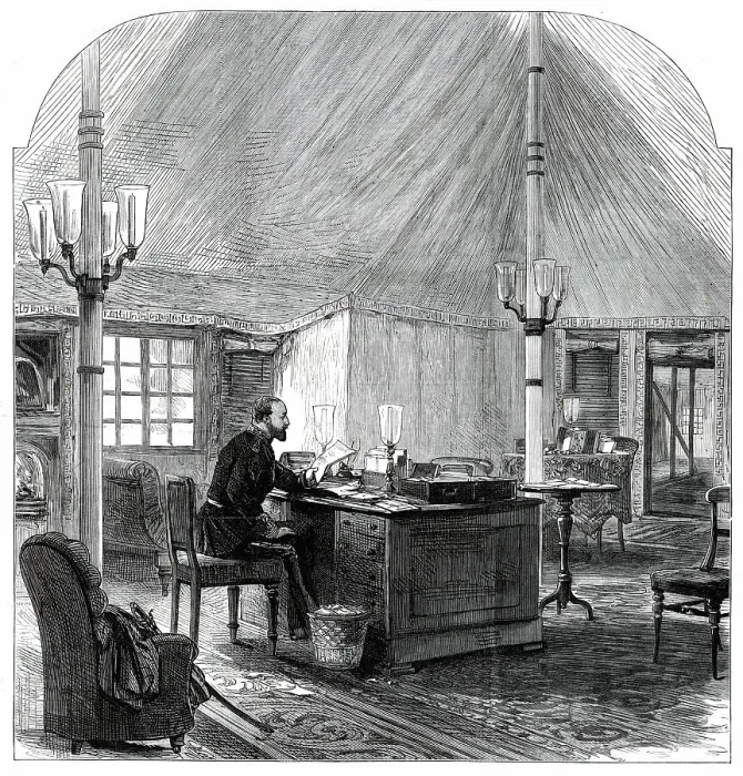 Framed Print : The Royal Visit to India: private tent of the Prince of Wales at the camp of Delhi...1876. Creator: Unknown Framed Print : The Royal Visit to India: private tent of the Prince of Wales at the camp of Delhi...1876. Creator: Unknown